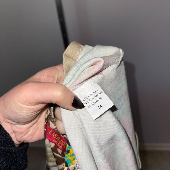 Lisa Corti Dress Rose Floral Long Sleeve Size Medium Brown V-Neck Viscose - Picture 4 of 6